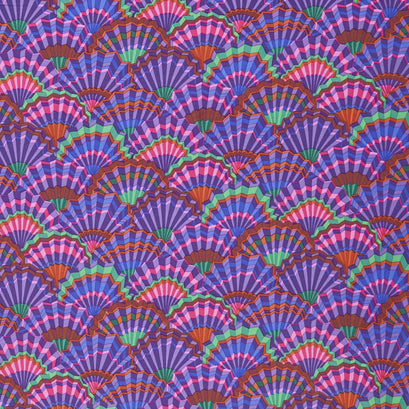 Kaffe Fassett Collective Spring 2019 - Dark Paper Fans Purple Yardage