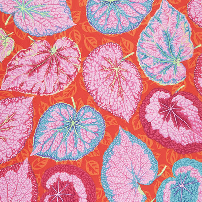 Kaffe Fassett Collective - Stash Scarlet Florals Big Leaf Pink Yardage