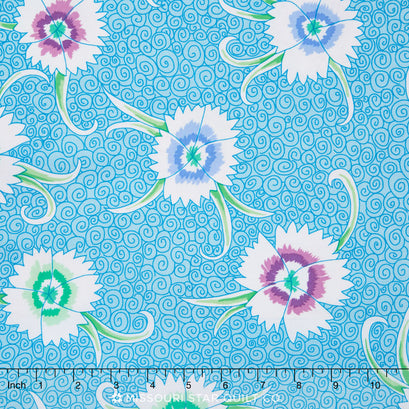 Kaffe Fassett Cool Collective - Dianthus Turquoise Yardage