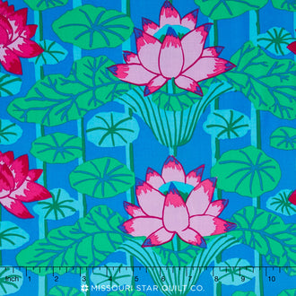 Kaffe Fassett Cool Collective - Lotus Stripe Blue Yardage