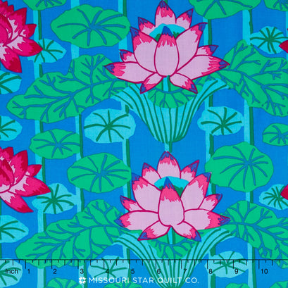 Kaffe Fassett Cool Collective - Lotus Stripe Blue Yardage