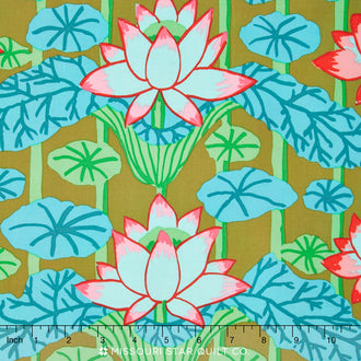 Kaffe Fassett Cool Collective - Lotus Stripe Green Yardage