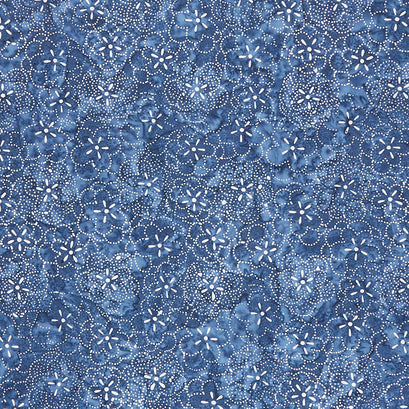 Kasuri - Flowers Blue Yardage