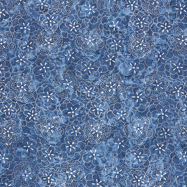 Kasuri - Flowers Blue Yardage
