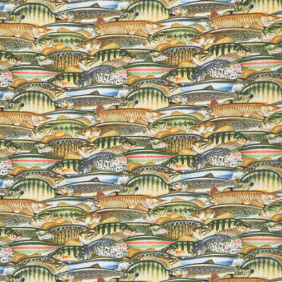 Keep it Reel - Fish Collage Multi Yardage