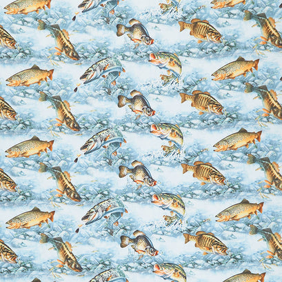 Keep it Reel - Jumping Fish Blue Yardage