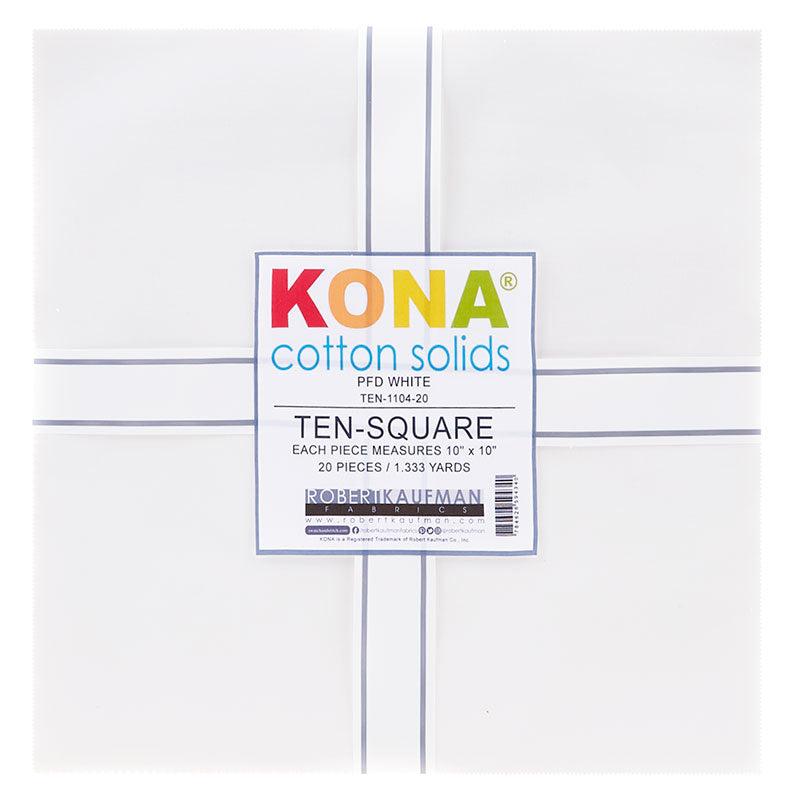 Kona Cotton White PFD 20 Pack Ten Square