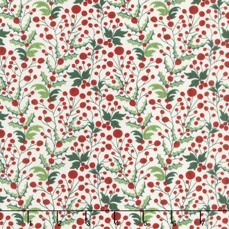 Kringle and Claus - Holly Berry Snow Yardage