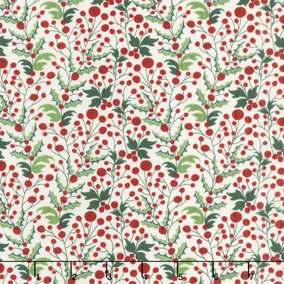 Kringle and Claus - Holly Berry Snow Yardage