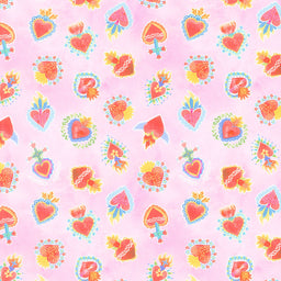 La Vida Loca - Sacred Heart Pink Yardage Primary Image
