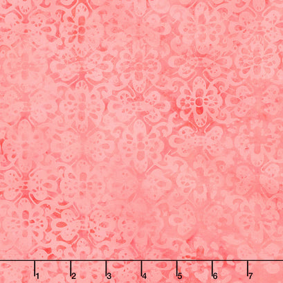 Lace & Grace Batiks - Floral Swirl Lace Coral Yardage