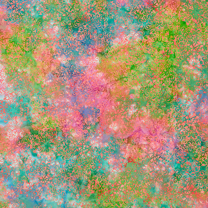 Lace & Grace Batiks - Medallion Lace Coral Yardage