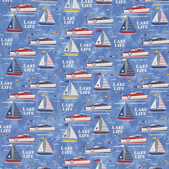 Lake Life - Lake Fun Blue Yardage