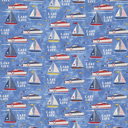 Lake Life - Lake Fun Blue Yardage