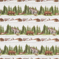 Lakeside Lodge - Border Stripe Pale Gray Multi Flannel Yardage