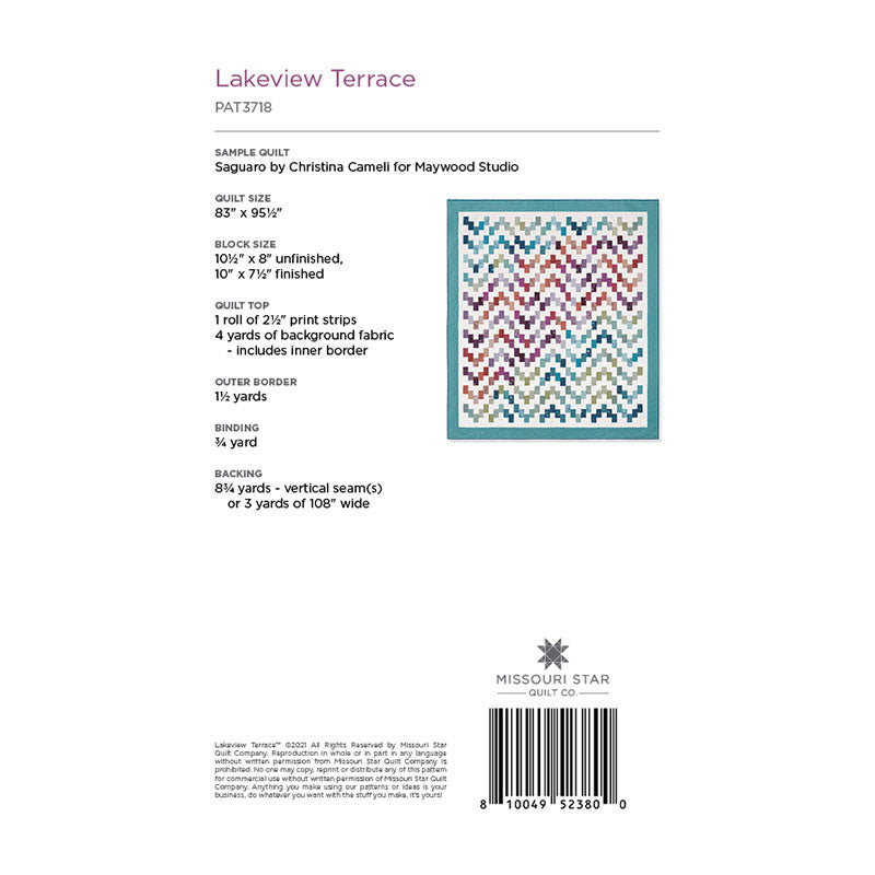Lakeview Terrace Quilt Pattern by Missouri Star