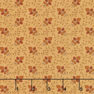 Lancaster - Leaf Vine Soft Gold Yardage