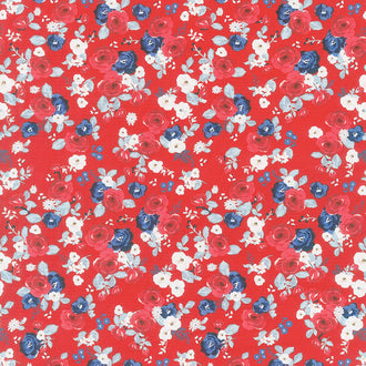 Land of Liberty - Floral Red Yardage
