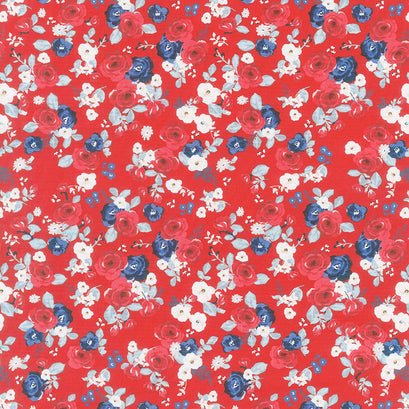 Land of Liberty - Floral Red Yardage
