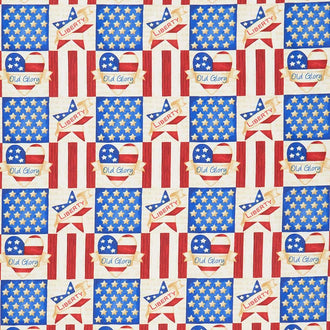 Land of the Free - Small Blocks Cream Yardage
