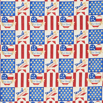 Land of the Free - Small Blocks Cream Yardage