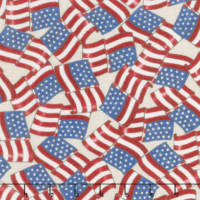 Land That I Love - Waving Flags Barnwood White Yardage
