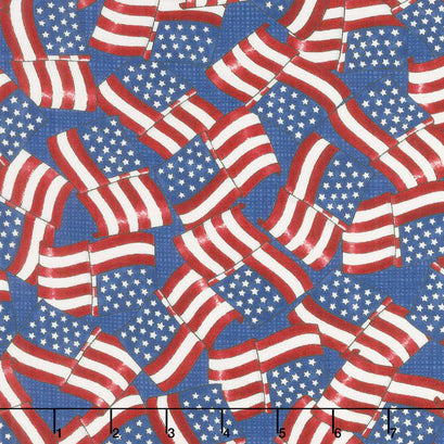 Land That I Love - Waving Flags Brave Blue Yardage