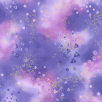 Laurel Burch Basics - Swirl Star Triangle Purple Yardage