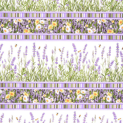 Lavender Market 3 - Border Stripe Black Multi Yardage