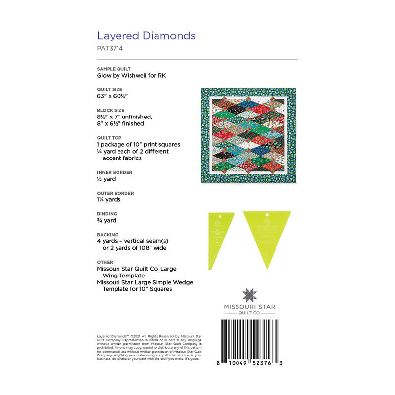 Layered Diamonds Quilt Pattern by Missouri Star