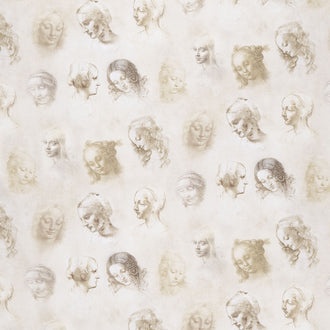 Leonardo Da Vinci - People Sketch Antique Digitally Printed Yardage