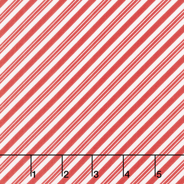 Let It Snow - Candy Cane Diagonal Stripes Red Yardage