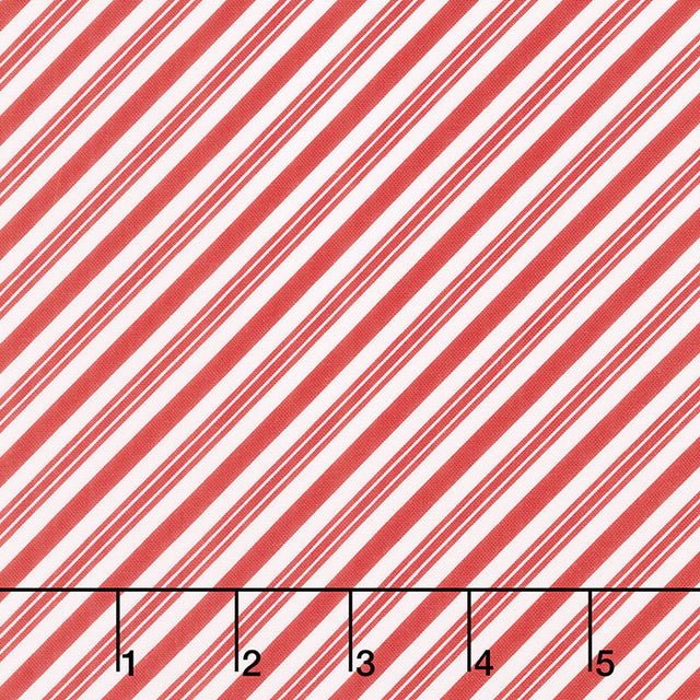 Let It Snow - Candy Cane Diagonal Stripes Red Yardage
