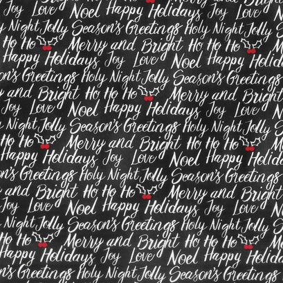 Let It Snow - Happy Holiday Script Black Yardage