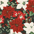 Let It Sparkle - Holiday Bouquet Radiant Black with Red Glitter Yardage