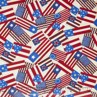 Libertyville - Mini US Folk Flag Toss Cream Yardage