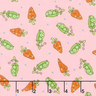 Lil' Sprout Too! - Peas n' Carrots Pink Flannel Yardage