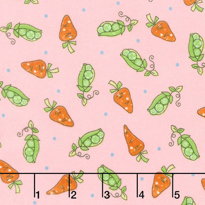 Lil' Sprout Too! - Peas n' Carrots Pink Flannel Yardage