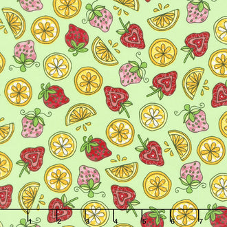 Lil' Sprout Too! - Strawberries n' Lemons Green Flannel Yardage
