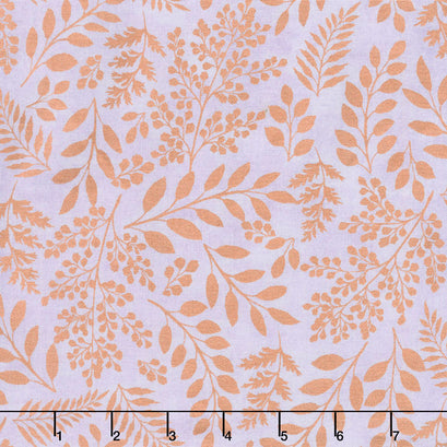 Lilac & Sage - Leaves Lilac Copper Pearl Metallic Yardage