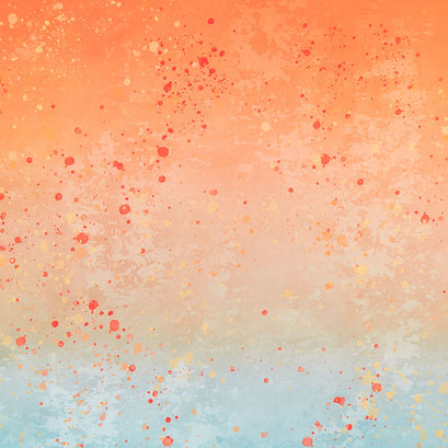 Lipstick Cowgirl - Ombre Paint Splatter Orange Aqua Yardage