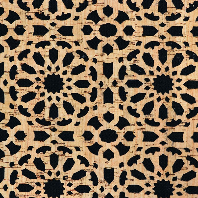 Lite Black Mandala Cork Fabric - 1/2 Yard Cut Primary Image