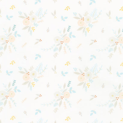 Little Ducklings - Floral Bouquet White Yardage