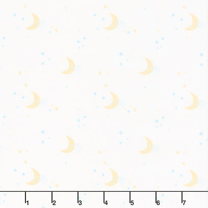 Little Ducklings - Moon Print White Yardage