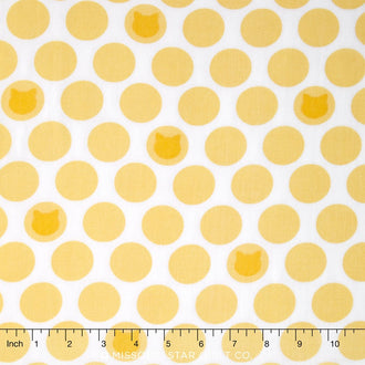 Little Prints Double Gauze - Bambino Dots Cats Yellow Yardage