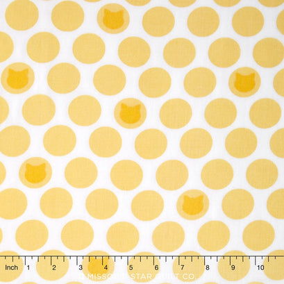 Little Prints Double Gauze - Bambino Dots Cats Yellow Yardage
