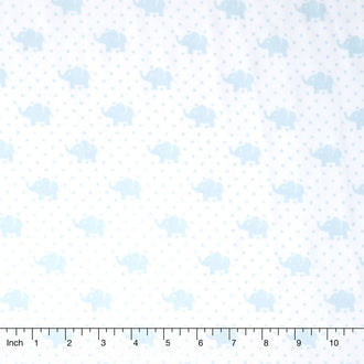 Little Prints Double Gauze - Bambino Elephants Sky Yardage