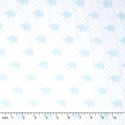 Little Prints Double Gauze - Bambino Elephants Sky Yardage