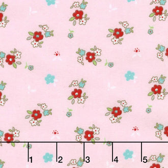 Little Red Riding Hood - Floral Pink Flannel Yardage