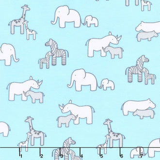 Little Safari - Aqua Colorstory Animal Family Aqua Flannel Yardage